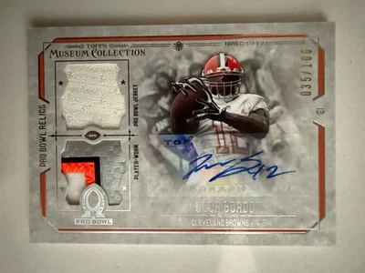 Josh Gordon 2014 Topps Museum Collection Game Used Pro Bowl Patch Auto /100 - Image 1 of 2