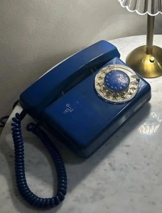 Teléfono giratorio vintage 1979 TELKOM RWT Tulipan Elektron - azul - pulido - color raro - casi nuevo - Imagen 1 de 6