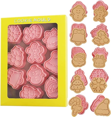 Ausstechförmchen Weihnachten 10 Stück 3D Keksausstecher Kuchendekoration Fondant - Bild 1 von 4