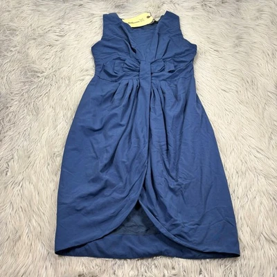 NWT Dear Creatures Women's L Blue Draped Faux Wrap Dress Retro Feminine Pinup - Image 1 of 4