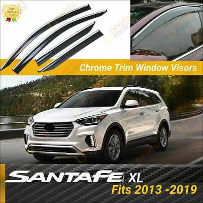 Deflectores de ventilación visera ventana humo moldura cromada para Hyundai Santa Fe XL 2013-2019 Foto 1 de 4