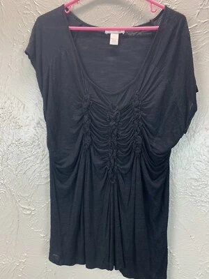 KENAR WOMEN'S V NECK SLEEVELESS RUCHED DRAPED DETAILS CAP SLEEVE SIZE 1X - Image 1 of 4