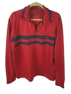 Camisa Izod Performance Para Hombre Mediana Roja 1/4 Cremallera Manga Larga Pull Over Logo - Imagen 1 de 5