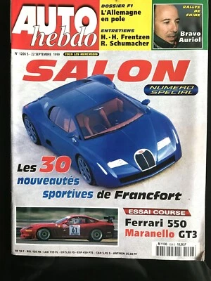 AUTO HEBDO 22/09/1999; Spécial Salon/ Rallye de Chine; Auriol/ Ferrari 550, Mara - Photo 1/2