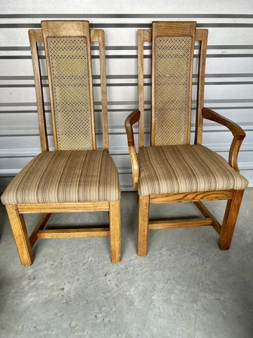 Mid Century Modern Set Of 6 Wooden Chairs With Cane Backing Cover