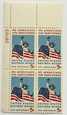 USA  Plate Block Scott #1320 5c Servicemen Bonds MNH 28763 - Image 1 of 2