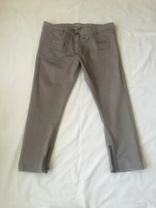New Burberry Womens Khaki Cropped Leg Zip Style Jeans UK 18 - Picture 1 of 7