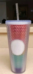 Vaso iridiscente Starbucks 24 oz corte diamante Venti con tapa y pajita - Imagen 1 de 4
