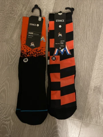 Lot Of (2) Stance Miami Marlins Splatter MLB Socks Red Black Size Medium 6-8.5 Cover