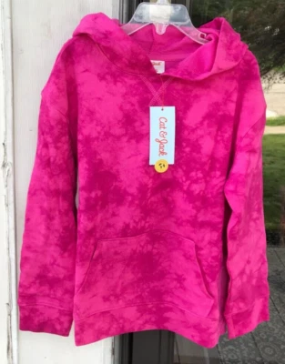 Cat &Jack S 6/6X Girls Hoodie Pink Tie Dye LS Pullover Hooded Sweatshirt New 02 - Image 1 of 4