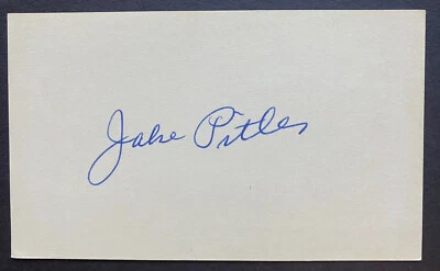 1917 -18 Jake Pitler Signed 3x5 Index Card Brooklyn Dodgers Pirates Jewish WS - Image 1 of 2