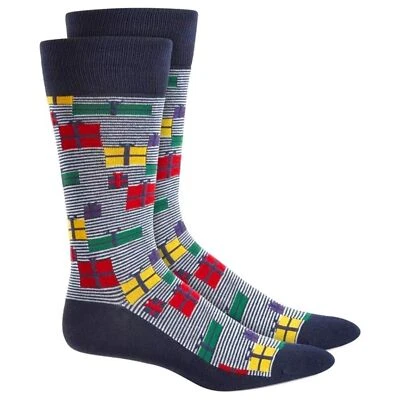 NWT Alfani Mens Novelty Festive Navy-Multi Crew Socks 10-13 - Image 1 of 2