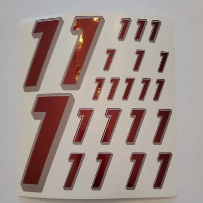 Metallic Burgandy w gray #1's Racing Vinyl Decal Sheet 1/10-1/12 DEFECTIVE BOXD - Image 1 of 4