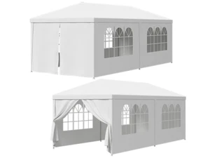 2PCS White Gazebo Canopy Wedding Party Tent 6 Removable Window Walls 10'x20' - Picture 1 of 17