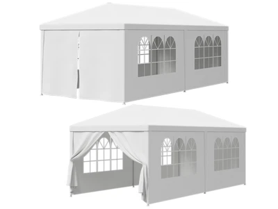 2PCS 10 x 20' Gazebo Party Tent with 6 Side Walls Wedding Canopy Cater Events - Image 1 of 4