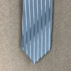 Revaness Tie Gray Striped Classic Necktie Long 3.25" 100% Polyester - Picture 1 of 12