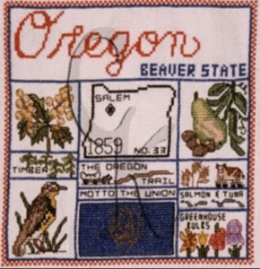 Sample Of Oregon Cross Stitch Chart 1984 Betty Shelton, Creative Keepsakes - Picture 1 of 3