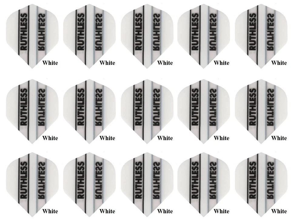 5 New Sets Ruthless Standard 100 Micron Dart Flights - Ships w/ Tracking - White