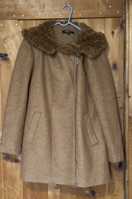 Abrigo Kenneth Cole para mujer de piel sintética con bordes de mezcla de lana XL/TG camel nuevo sin etiquetas Foto 1 de 4