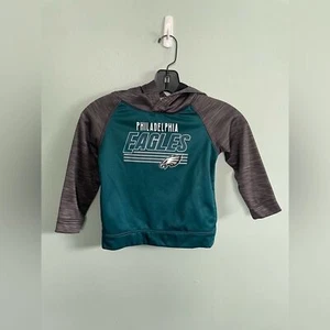 Kids Toddler NFL Philadelphia Eagles Logo Hooded Green Grey Sweatshirt SZ 4T - Picture 1 of 5