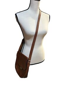 Fossil Women's Emi Key Saddle Bag Crossbody Brown Adjustable Strap Leather