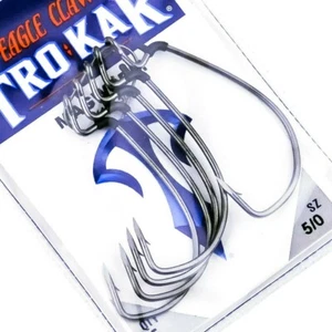 EAGLE CLAW Trokar MagWorm Worm Hook Extra Wide Gap Z Bend Barb TK125 5/0 5ct - Picture 1 of 4