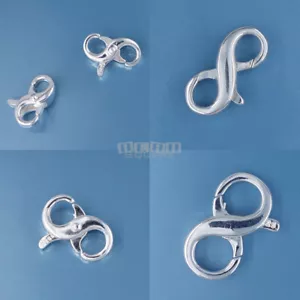Sterlingsilber Infinity doppelte Öffnungen Hummer Klaue Verschluss Stecker/Extender - Bild 1 von 9
