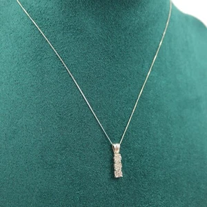 9ct Diamond & White Gold Pendant 375 9K Chain Necklace Elegant 21 stone cluster - Picture 1 of 9