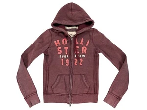 Hollister Hoodie Womens M Red Wine Full Zip Sweatshirt Sweater SoCal Beach Surf - Picture 1 of 6