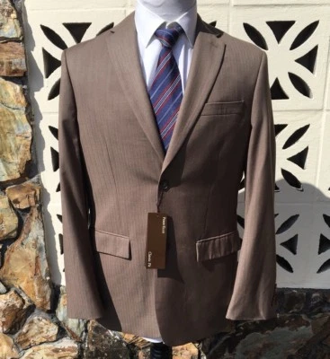 NWT Perry Ellis Men's Sports Coat Jacket Brown Micro Striped Size 40 R - Image 1 of 4