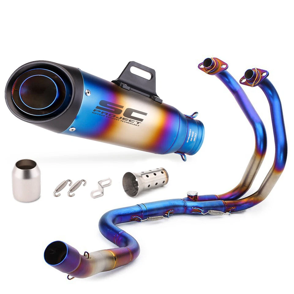 Sistema de escape de motocicleta tubo de escape azul para Kawasaki Z250 Ninja 250 300  Foto 1 de 3