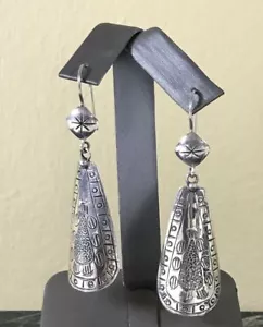 RAROS Pendientes de Plata Esterlina 0,925 Silpada Símbolos Curvos Largos Grabados W1770 Difícil de Dificultad - Imagen 1 de 12