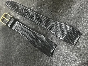 Hirsch 20mm lizard grain Leather vintage watch band open-ended tapered strap NOS - Picture 1 of 6