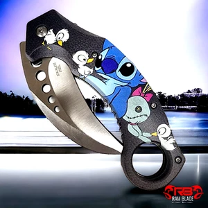 8.5" Lilo and Stitch KARAMBIT SPRING OPEN ASSISTED TACTICAL FOLDING POCKET KNIFE - Picture 1 of 5