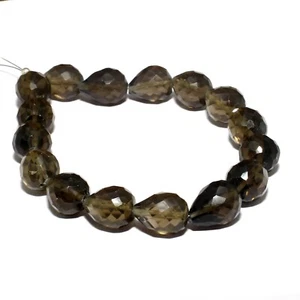 Smoky Quartz Faceted Drop Beads Briolette Natural Loose Gemstone Making Jewelry - Picture 1 of 3