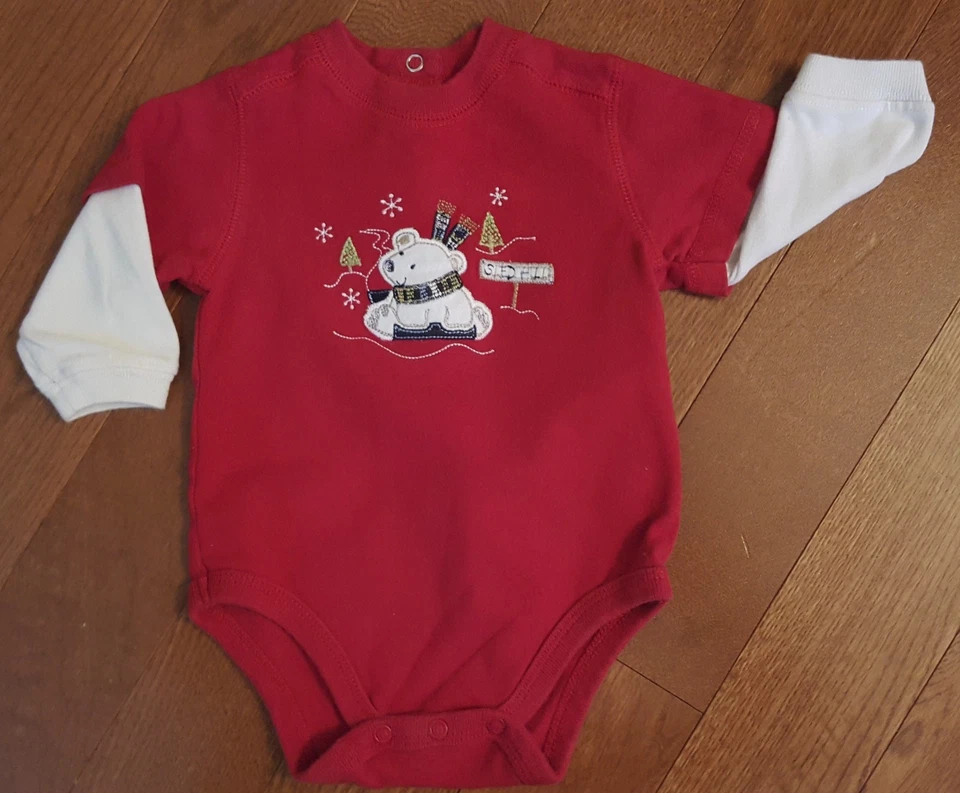 Camisa de Navidad Sonoma manga larga roja blanca niño talla 3-6 meses Foto 1 de 1