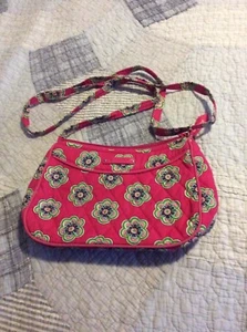 EUC Vera Bradley Crossbody Purse Handbag Retired Pink Swirls Flowers - Picture 1 of 4