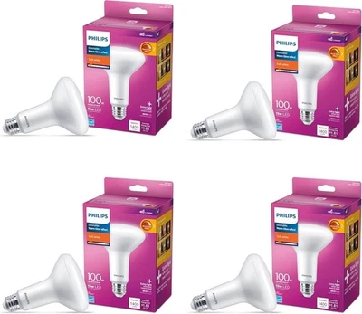 Philips Soft White LED Light Bulbs 2700K Energy Efficient 4 Pack BR30 Reflector - Image 1 of 4