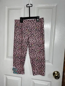 Capezio Betsey Johnson Capri Dance Leggings Girls Size Large 10-12 Leopard Pink - Picture 1 of 5