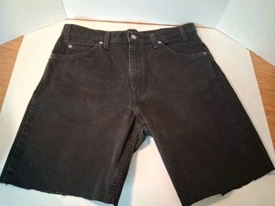 Vintage Levis 550 Cut Off Jean Shorts Jorts Size 34 Dark / Black 90s - Image 1 of 4