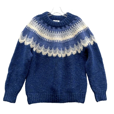 Danspin 100% Wool Nordic Sweater Men's Large Blue Boxy Fisherman Chunky Grandpa - Image 1 of 4