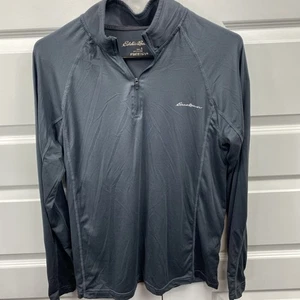 Camisa Atlética Eddie Bauer Pullover FreeDry Cuarto Cremallera Manga Larga Gris Pequeña - Imagen 1 de 7