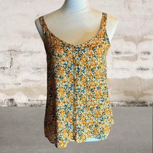 Canotta donna floreale rosa + oliva nuova con etichetta - taglia small - Foto 1 di 5