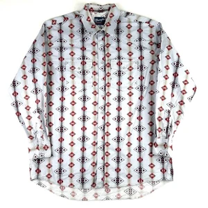 Wrangler Western Shirt Mens Tall 3XLT Aztec Print Pearl Snap Long Sleeve Cotton - Picture 1 of 10