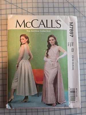 7897 Retro Años 50 McCalls Costura Patrón Misses Noche Formal Vestido Vestido 14-22 SIN CORTAR Foto 1 de 2