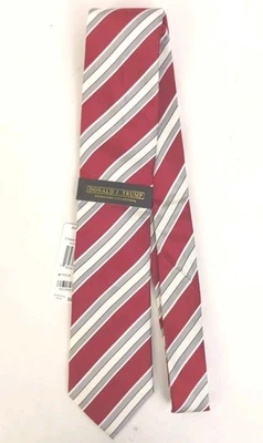 Corbata de seda Donald J. Trump Signature Collection roja con rayas blancas Foto 1 de 4