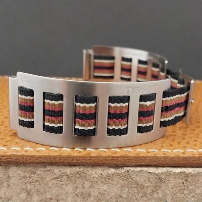 Vintage Tissot 17.2mm Stainless Steel Rally & Perlon Unused NOS 1960s Watch Band - Image 1 of 4