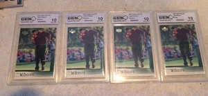 Tiger Woods 2001 Upper Deck Golf #1 Rookie Card 10 Gemme Ottime Condizioni Gemme Graded Lotto di 4 - Foto 1 di 3