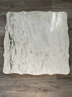 Italian marble tabletop, top only 24”x24” X 1” White W/Gray - Image 1 of 4
