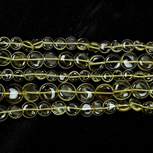 Natural Lemon Quartz 13 Inch Strand 8-10 MM Smooth Round Shape Gemstone Beads - Picture 1 of 5